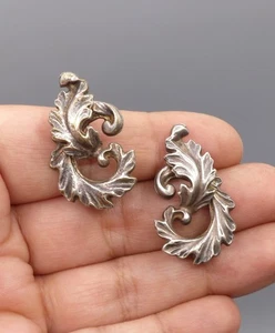 Anciennes Boucles d'Oreilles Art Nouveau - Laiton argenté - Old Earrings 1900 - Foto 1 di 6