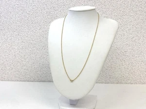 Tiffany & Co. Necklace By the Yard K18 Single Diamond Gold Engraved Chain Boxed - Picture 1 of 13