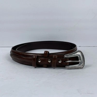 Cinturón de cuero Nocona marrón tejido de canasta hebilla plateada para hombre 44 vaquero occidental Foto 1 de 4