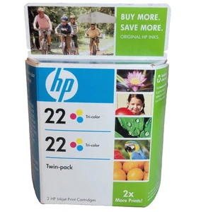 GENUINE HP 22 Tri-Color Ink Cartridge Twin Pack (2) Sealed - Picture 1 of 3