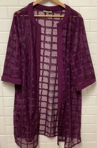 Maya Brooke Purple Sheer Dress Overlay Jacket Open Front Sz 20W 2XL - Picture 1 of 13