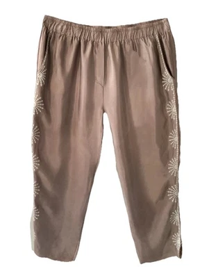 Pantalones JOHNNY WAS Bordados Taller Medianos Beige Nuevos con Etiquetas Foto 1 de 3