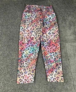 Exotica Rainbow Jag Leggings Womens Medium Pink High Waisted Capri Tight Ladies - Picture 1 of 13