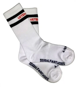 VETEMENTS Sexual Fantasies Men's Socks - White - One Size - Free Shipping - Picture 1 of 3