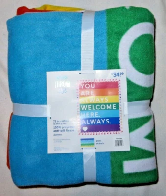 No Sew Fleece Blanket KIT 72" x 60" LOVE IS LOVE Rainbow Colors 2 Prints - Image 1 of 4