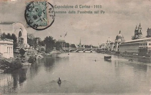 24-24E) ESPOSIZIONE DI TORINO 1911 PANORAMA DALLA PASSERELLA SUL PO VIAGGIATA - Imagen 1 de 2