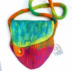 bunte Umhängetasche Handtasche, Festival Tasche Fair Trade Filz Goa Hippie - Bild 1 von 5