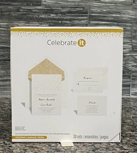 Gold Polka Dot Wedding Invitation Kit By Celebrate It, Printable Invites Sparkle - Picture 1 of 6