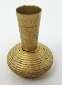 Desk Vase Brass Indian Small Gold Colored Solid Metal Ridge Tray Vintage Tiny - Picture 1 of 6