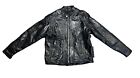 Vintage Diamond Plate Buffalo Leather Motorcycle Biker Jacket Black Size XL