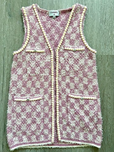 CHANEL GIACCA CARDIGAN GILET ROSA TAGLIA 36