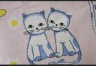 Vintage Tkanina NRD Dziecięca Pościel Kot Różowa Reszta tkaniny Bawełna Szycie Zrób to sam Lata 70.