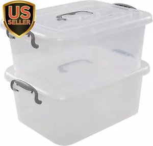 8 L Plastic Clear Storage Box, 2-Pack Storage Latch Box with Lid - Picture 1 of 1
