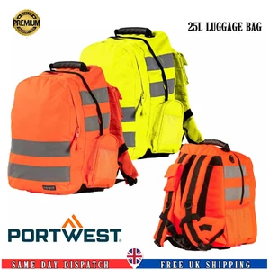 Portwest Hi Vis Reflective Safety Backpack Rucksack Cycling School Work Bag UK - Picture 1 of 9