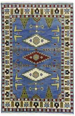 Farmhouse Kazak Oriental Rug Geometric Design 6X9 ft Living Room Decor Carpet - Image 1 of 4