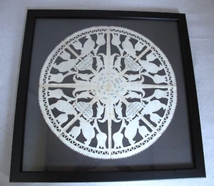 Antique Scherenschnitte Folk Art Framed Cut Paper Birds, Tulips & Poems c. 1880 - Picture 1 of 12