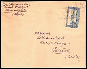 *KAPPYSSTAMPS 17383 FRENCH ALGIERS TO RED CROSS SWITZERLAND WWII  TO POW COVER - Picture 1 of 1