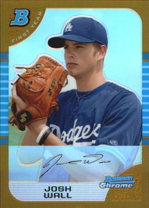 2005 Bowman Chrome Draft Gold Refractors Baseball Card #37 Josh Wall FY /50