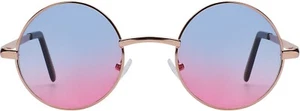 ROUND SUNGLASSES 2 TONE BLUE-PINK TINTED COLORED LENS 43mm METAL FRAME - Picture 1 of 7