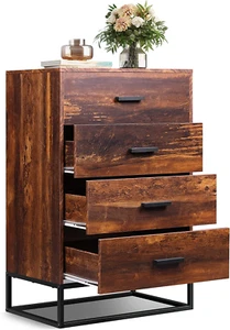 Wood Dresser for Bedroom with 4 Drawers, Chest of Drawers, Tall Dresser Drawers - Picture 1 of 9