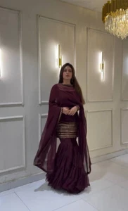 NEW COLLECTION HEAVY GEORGETTE TOP SHARARA WITH DUPATTA FOR FUNCTION - Picture 1 of 13