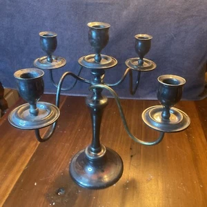 Antique Silver Plated 5 Light Candelabra Taper Candle Holder  By Hartford - Picture 1 of 8