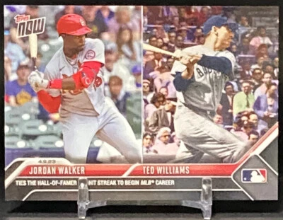 2023 Topps Now #87 Jordan Walker St Louis Cardinals Ties Ted Williams Hit Streak - Image 1 of 4