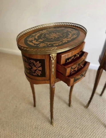 Louis XV style oval, pierced galleried gilt mounted marketry stand Cover