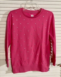 Gap Hearts Pink Sweatshirt Size 8 Girls Valentines Day EUC - Picture 1 of 9