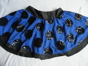 Justice Royal Blue with Black Sequin Polka Dots Skort - Size 8 - Picture 1 of 6