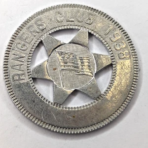 Moneda de aluminio Good Luck Typer Token Rangers Club 1938 etiqueta de perro de colección Geo Heene 6B - Imagen 1 de 3