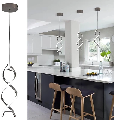 Modern LED Pendant Light Fixture, 24W Spiral LED Chandelier, Adjustable Island L - Image 1 of 4