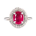 Aa Grade Natural Ruby 2.30Ct Igi Certified White Accents Ring In 14Kt White Gold