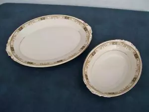SYRACUSE CHINA OLD IVORY *WEBSTER* 1 OVAL PLATTER & 1 OVAL VEGETABLE BOWL UNUSED - Picture 1 of 7