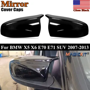 2X Glossy Black M Style Side Mirror Cover Cap for 2007-2013 BMW X5 E70 / X6 E71 - Bild 1 von 18