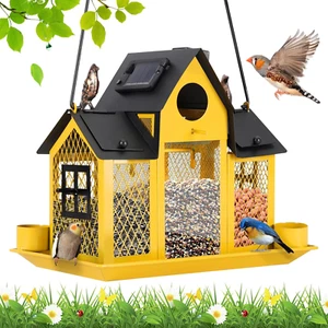 Solar Bird Feeders House for outside Hanging, Metal Wild Bird Feeder for Outdoor - Picture 1 of 12