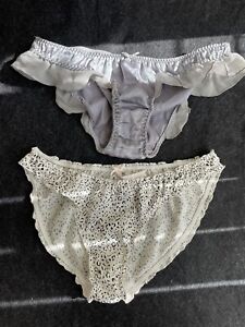 Vintage Bundle 2 Satin Ruffle  Bikini Panties Sz S Polyester