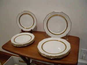 Antique F.LEGRAND & Cie France Limoges Gold Rimmed 4 - 8" & 4 - 9" White plates - Picture 1 of 11
