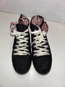 Roxy scarpe sneakers nere zip hi top sneakers argento glitter logo rosa taglia 8 - Foto 1 di 5