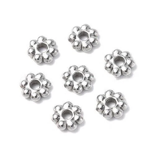 Qty.25, 4x1.4mm Flower Stainless Steel Spacer Beads - Buy 3 Save $5 - Image 1 of 1