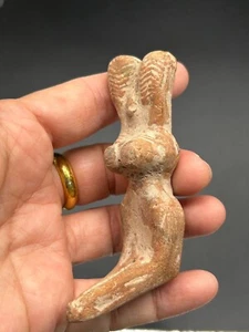 ANCIENT Terracotta Indus valley Female Sit FERTILITY GODDESS Rare#K29 - Picture 1 of 19