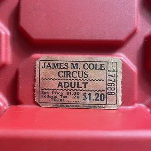 Boleto de circo para adultos James M Cole National Ticket Co vintage años 80 - Imagen 1 de 2