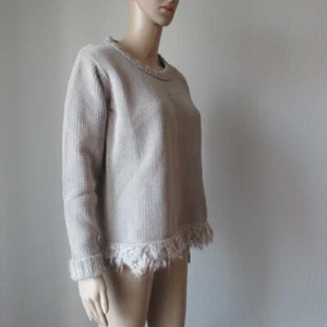 Maglione Narli con bordi a frange, colore beige, taglia L - Foto 1 di 7