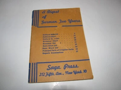 A Digest Of German Two Years 1948 Saga Press Language Grammar Textbook Mischel - Image 1 of 2