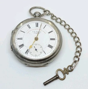 Vtg J.G. Graves Sheffield The Express English Lever Silver Key Wind Pocket Watch - Picture 1 of 12