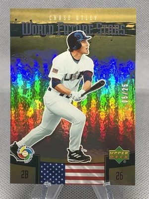 UD World Future Stars Chase Utley 2006 #d/25 refractor de oro SSP Phillies WBC Foto 1 de 3