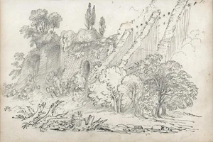 Dibujo a lápiz antiguo FREJUS FRANCE RUINS GRAND TOUR - C1838 - SIGLO XIX - Imagen 1 de 4