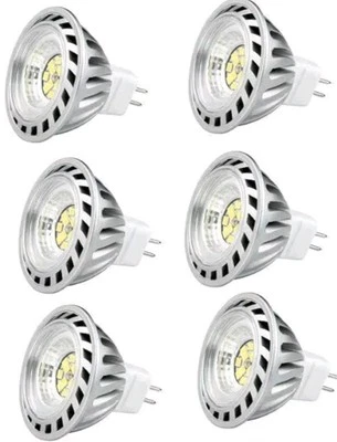 6 Pack MR 16 Led Spot Light Bulbs 6W- 12V- 2 Pin-GU5.3 Base 2700K Warm White  - image 1 of 2