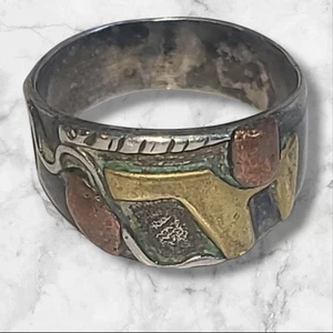 Anillo de caballo abstracto modernista de plata esterlina 925 nativo americano talla 5,5 - Imagen 1 de 9