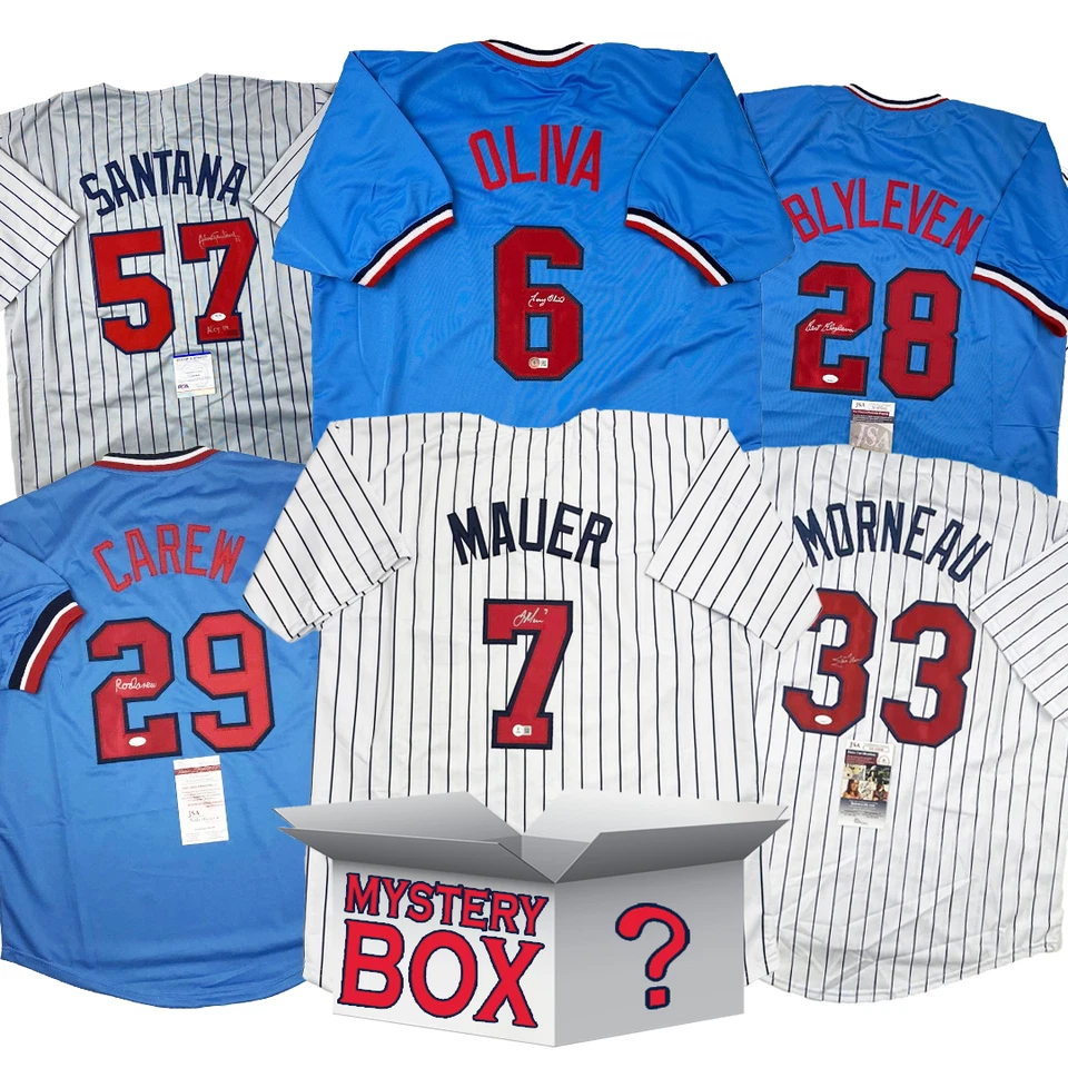 Autographed/Signed Minnesota Baseball Jersey Mystery Box PSA JSA or Beckett COA - Image 1 of 1